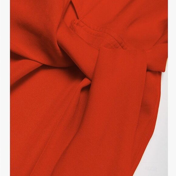 Ador Tencel Linen V Neck Shirred Wrap Midi Dress - size M - Picture 6 of 6